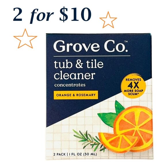 Grove Co. Tub & Tile Cleaner Concentrate 2 Pack Orange and Rosemary 1 Fl Oz Each - Picture 1 of 7